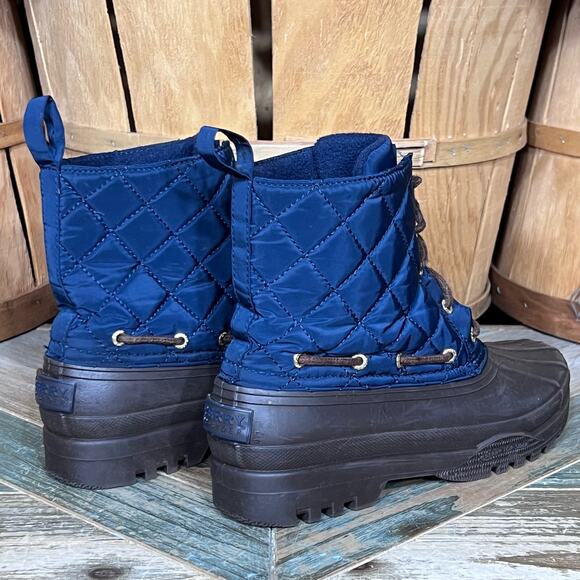 Sperry Gosling Quilted Navy Brown Lined Waterproof Duck Boots Womens Size 7 - Picture 5 of 11